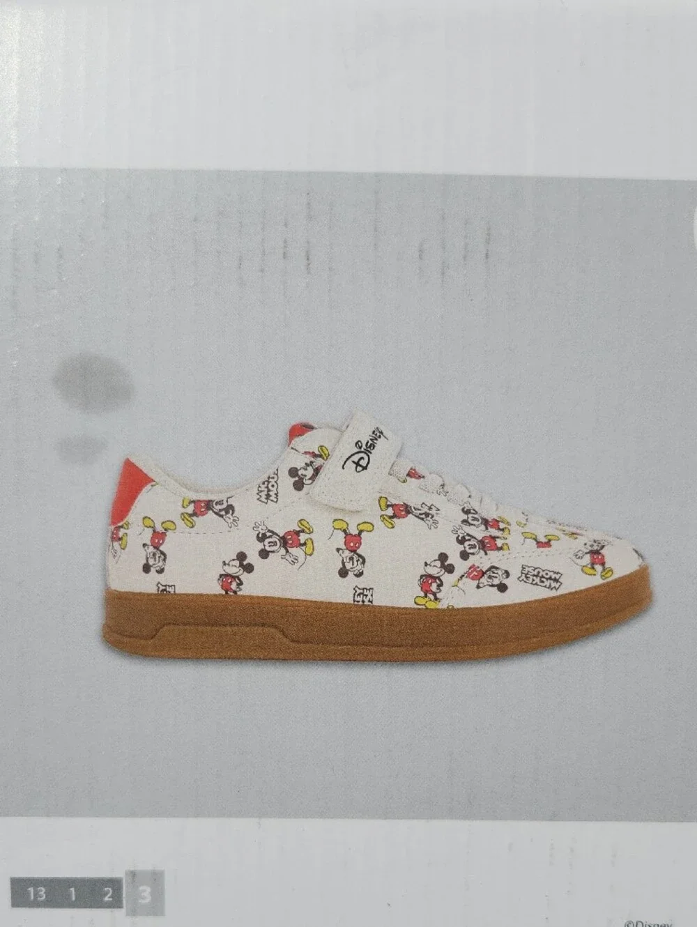 Disney Mickey Mouse White and Gum-Trim Kids Sneakers Size 3 NIB